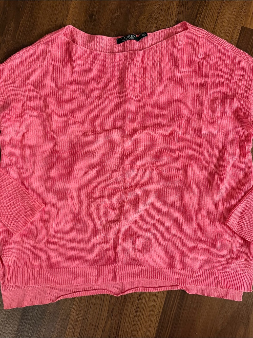 Lauren Ralph Lauren Coral Pink Scoop Neck Knit Sweater